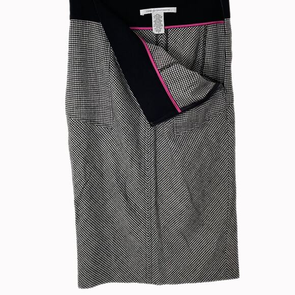 Diane Von Furstenberg Wool Houndstooth Pencil Midi Skirt Sz 6 - Picture 4 of 4